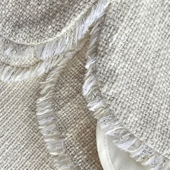 AXARA Paris Ecru Tweed Fray Hem Mini Skirt Size 38/M US - Picture 8 of 8